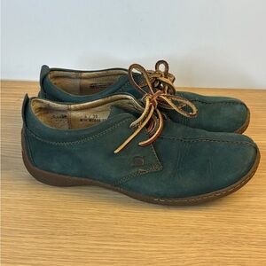 Born Sahara Nibuck Green Womans 8 Leather Shoes